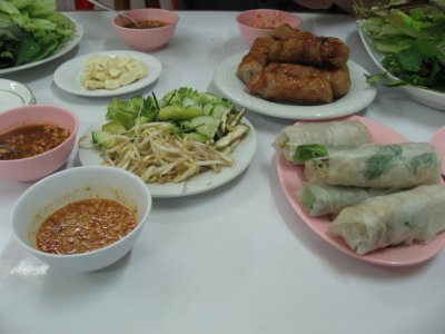 Fried spring rolls and fresh spring rolls