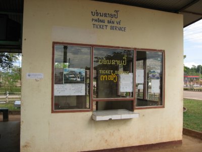 Sengcharuen Bus Station in Pakse, ticket counter