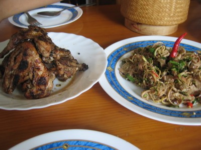 Lao chicken BBQ and laap moo
