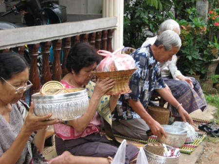 Morning Alms Giving in Vientiane