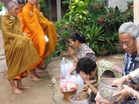 Morning Alms Giving in Vientiane