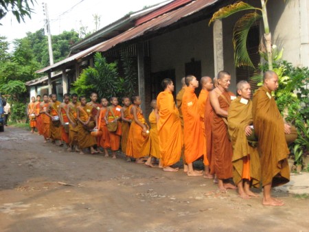 Morning Alms Giving in Vientiane