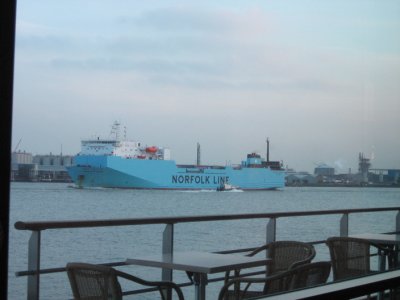 ship passing through Schiedam harbor
