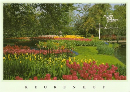 keukenhof Postcard with Lao Stamp